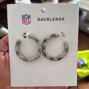 BaubleBar Silver and Black NFL Hoop Earrings